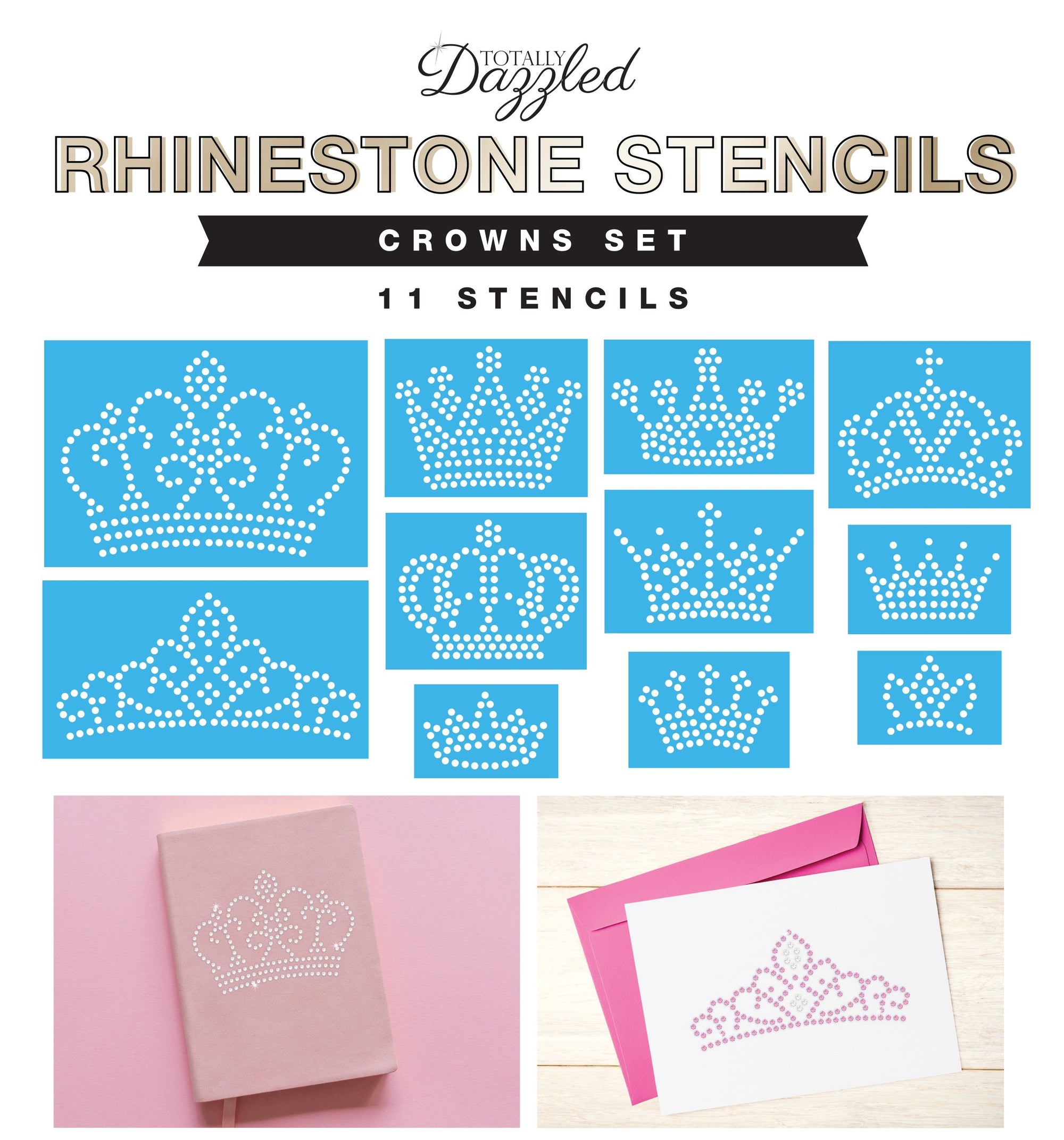 Crowns Rhinestone Stencil Set of 11 |Only $3.63 each