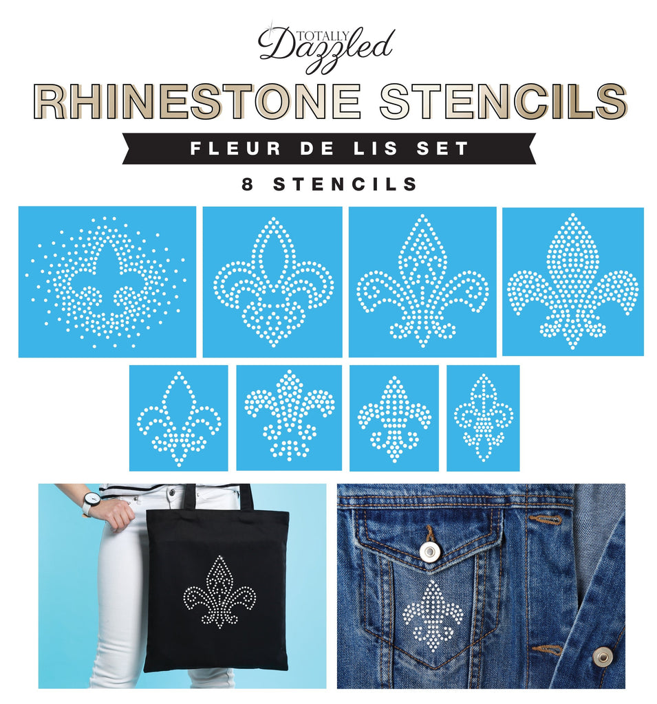 Fleur de Lis Rhinestone Stencil Set of 8 | Only $4.99 each