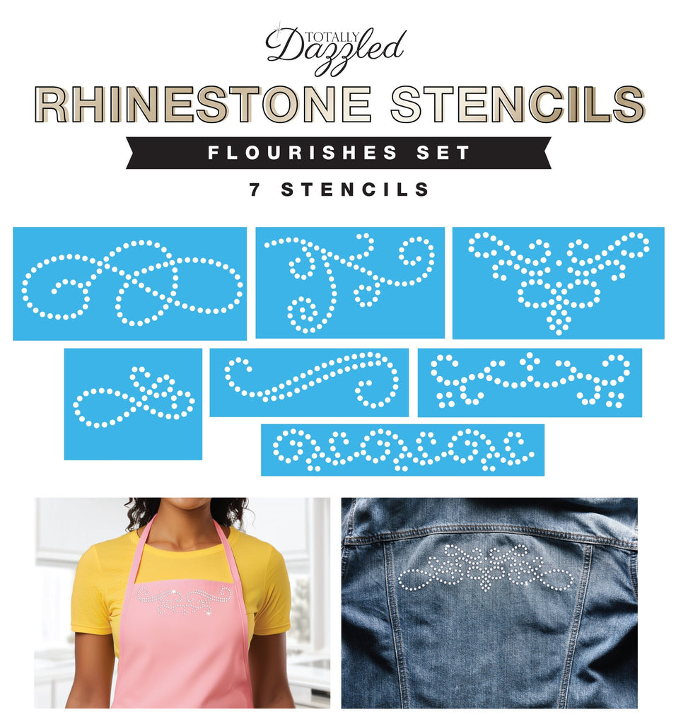 Flourish Rhinestone Stencil Set of 7 | Only $3.56