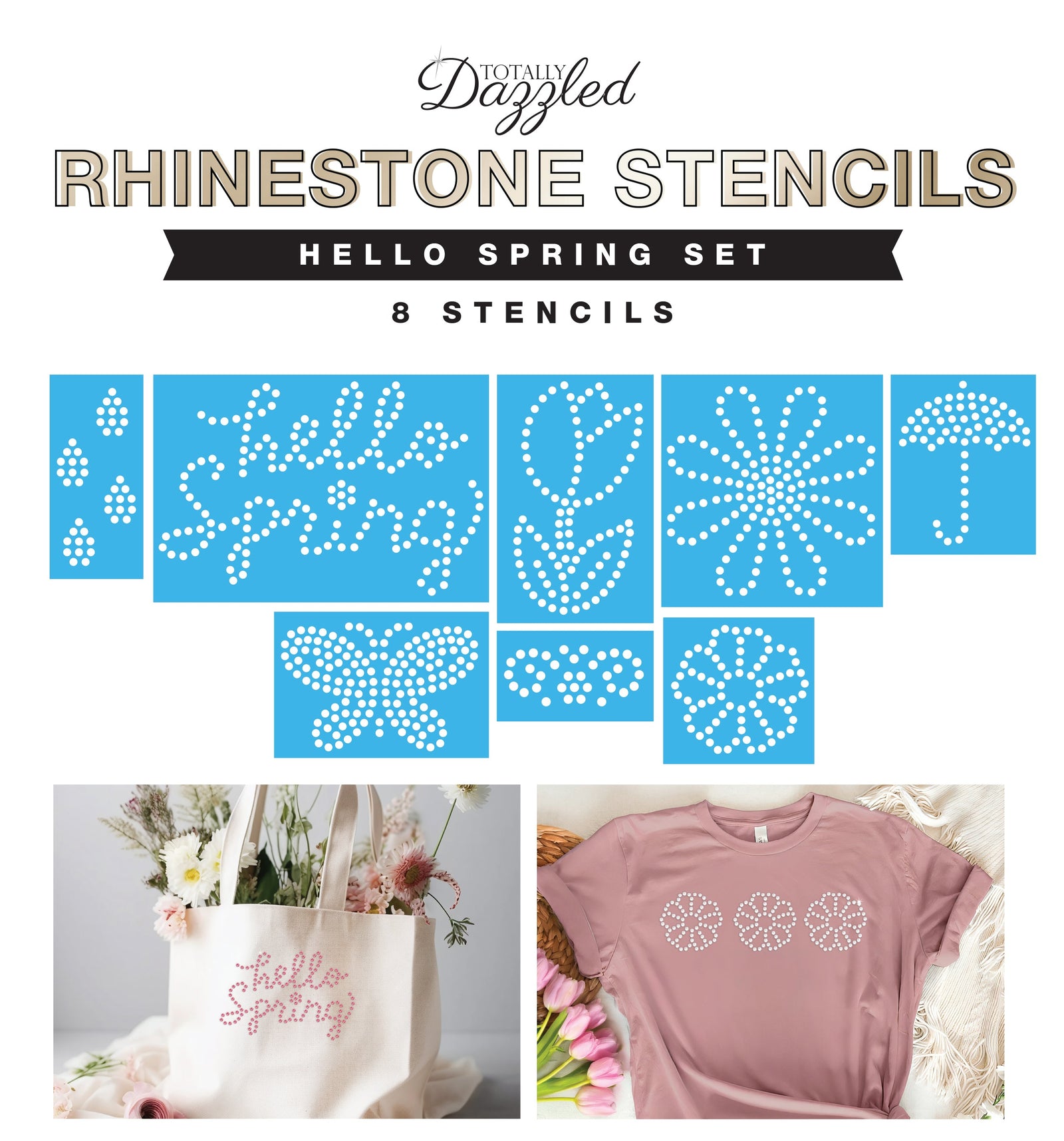 Hello Spring Stencils Set of 7 | Only $3.56 each