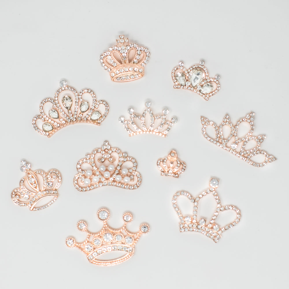 Rose Gold Crowns Rhinestone Embellishment Bulk Packs