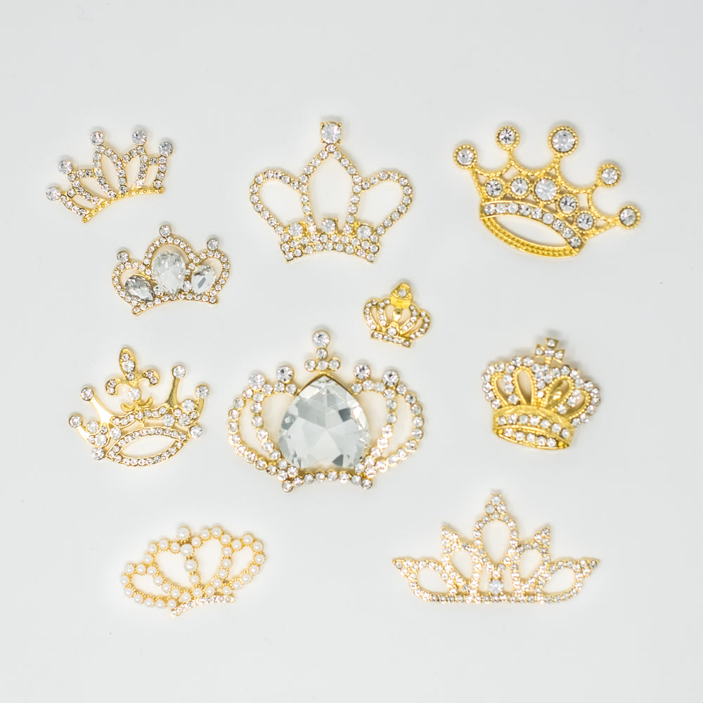 Gold Crown Rhinestone Embellishment Bulk Packs