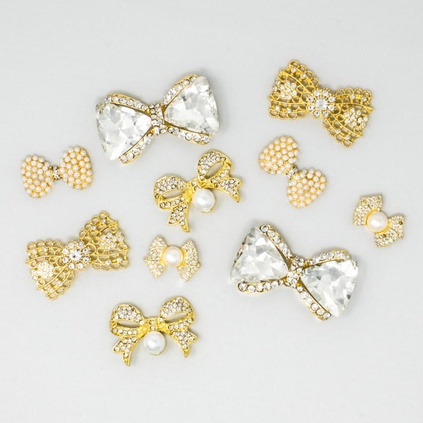 Gold Rhinestone Bow Embellishments