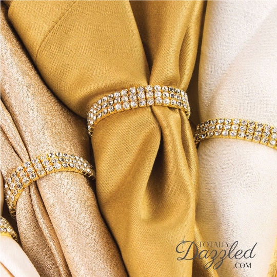 Gold Rhinestone Napkin Ring 10 Pack - Totally Dazzled