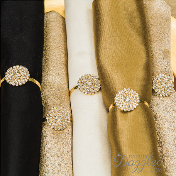 Floral Rhinestone Napkin Ring 10 pack - Totally Dazzled