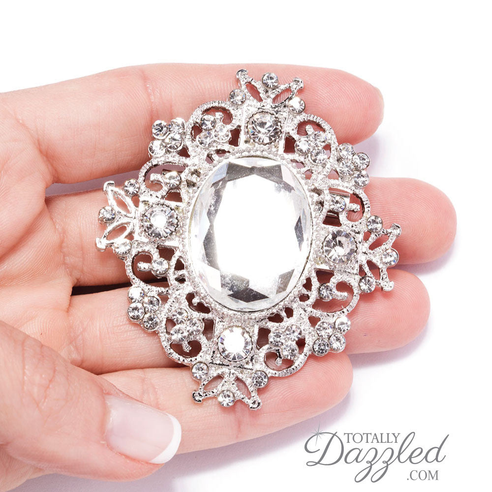 Wholesale Women Luxury Double Cc Designer Crystal Brooches Pins